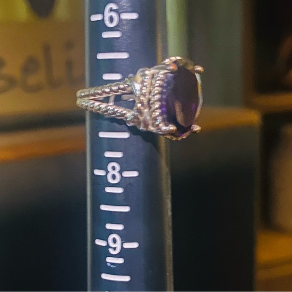Purple Gemstone Ring set in a braided silver band. Size 7 - Picture 3 of 3